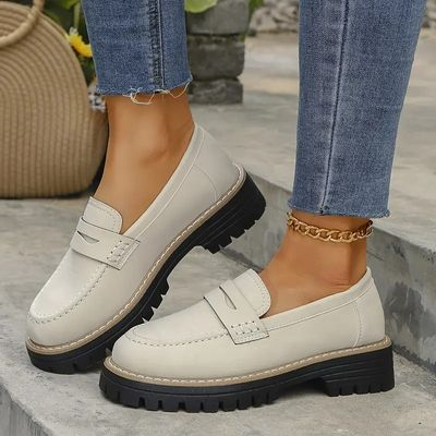 🔥Last Day 60% OFF🔥Women's Lightweight Vintage Penny Loafers - Slip-On Platform Shoes with Thick Rubber Sole
